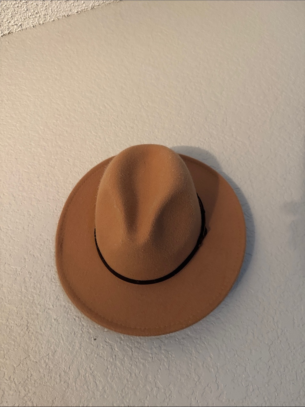 Classic Felt Fedora Hat in Camel with Black Band
